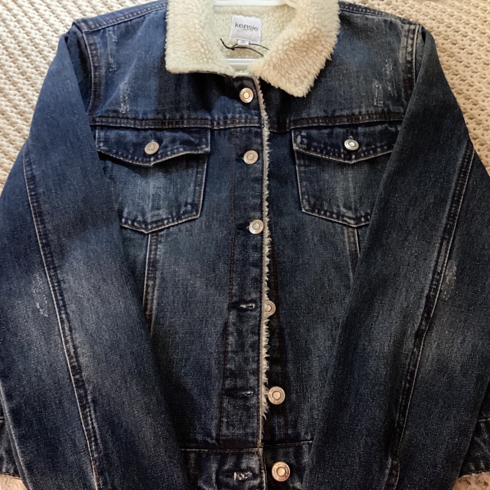 Brand New Kensie Jean Jacket With Sherpa Lining